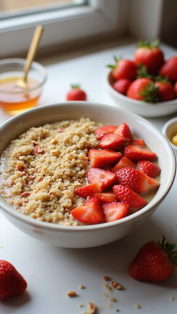 18 Make-Ahead Strawberry Breakfast Recipes to Prep for the Week Ahead - 15. Strawberry Quinoa Breakfast Bowl 1
