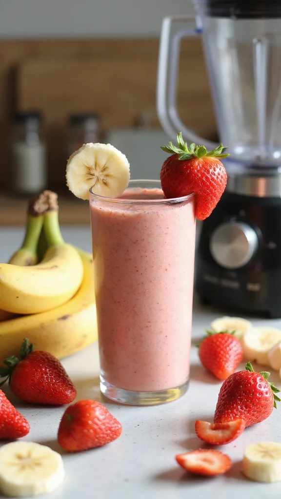 18 Make-Ahead Strawberry Breakfast Recipes to Prep for the Week Ahead - 2. Strawberry Banana Smoothie 1