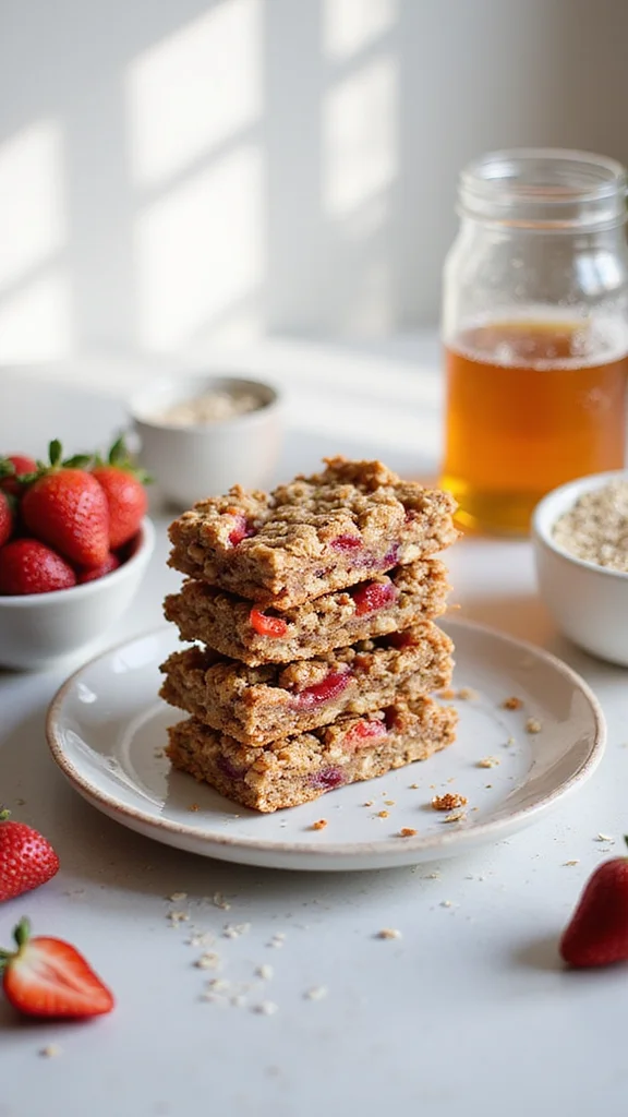 18 Make-Ahead Strawberry Breakfast Recipes to Prep for the Week Ahead - 4. Strawberry Granola Bars 1