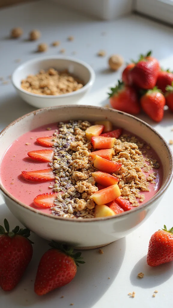 18 Make-Ahead Strawberry Breakfast Recipes to Prep for the Week Ahead - 8. Strawberry Smoothie Bowls 1