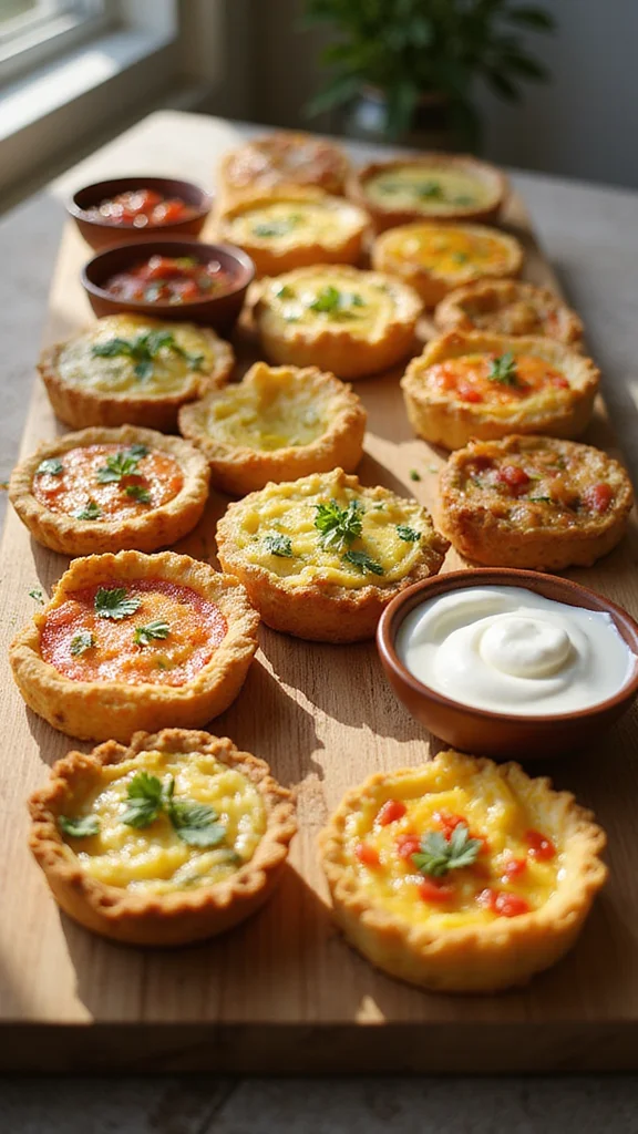 20 Easy Breakfast Grazing Board Ideas That Look Like You Tried Hard - 13. Mini Quiches and Sides 1