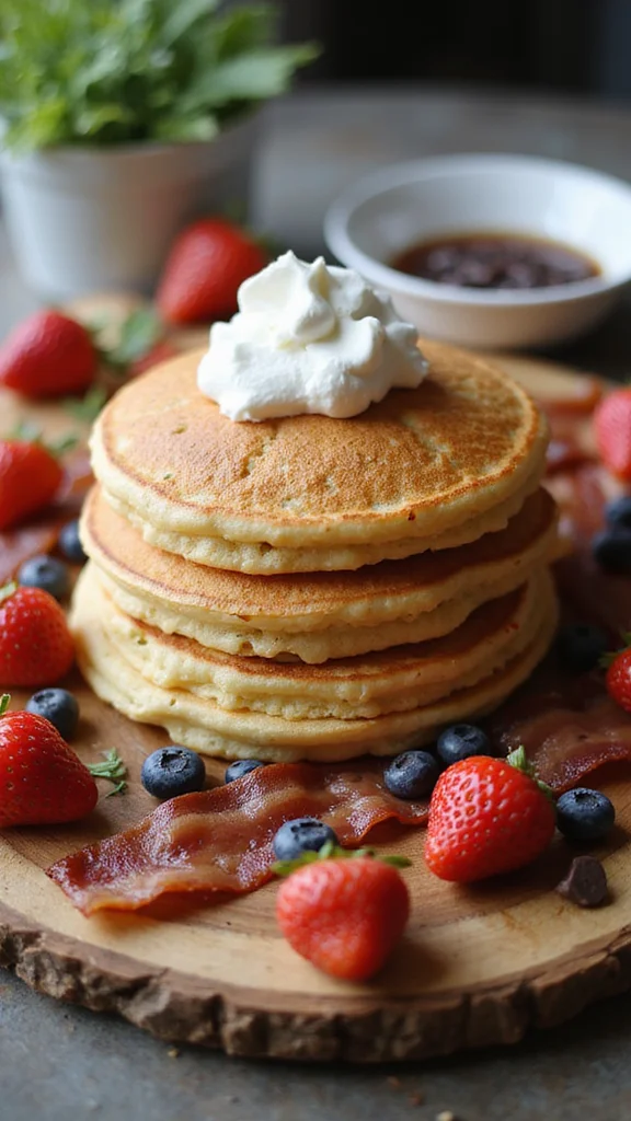 20 Easy Breakfast Grazing Board Ideas That Look Like You Tried Hard - 3. Sweet and Savory Pancake Stack 1