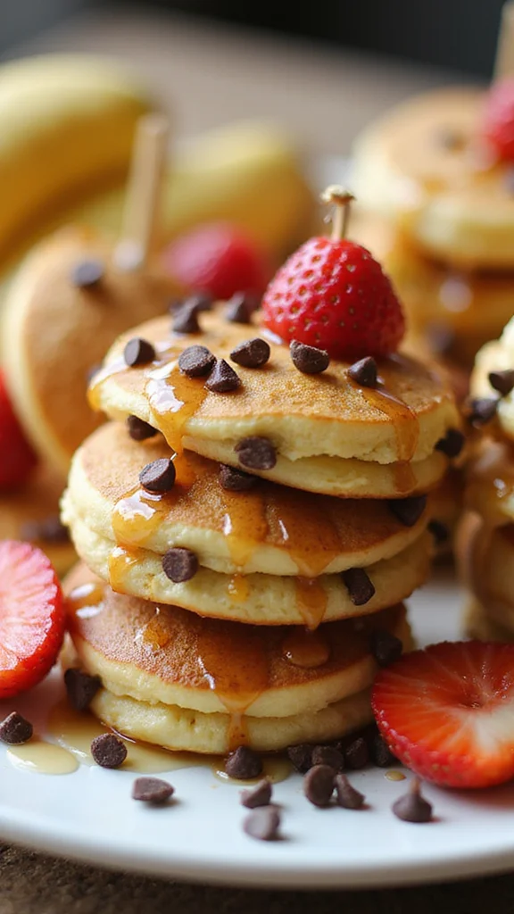 20 Easy Potluck Breakfast Ideas That Everyone Will Devour - 18. Chocolate Chip Pancake Skewers 1