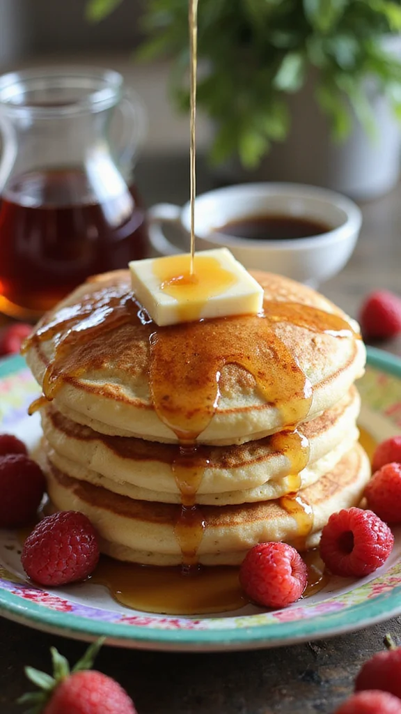 20 Easy Potluck Breakfast Ideas That Everyone Will Devour - 7. Fluffy Pancakes with Maple Syrup 1