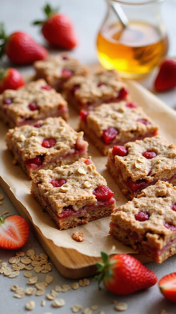 20 Fresh Strawberry Breakfast Recipes to Brighten Your Morning - 13. Strawberry Granola Bars 1