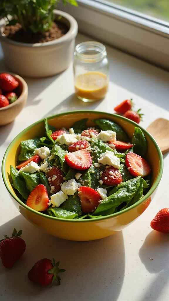 20 Fresh Strawberry Breakfast Recipes to Brighten Your Morning - 15. Strawberry and Spinach Salad 1