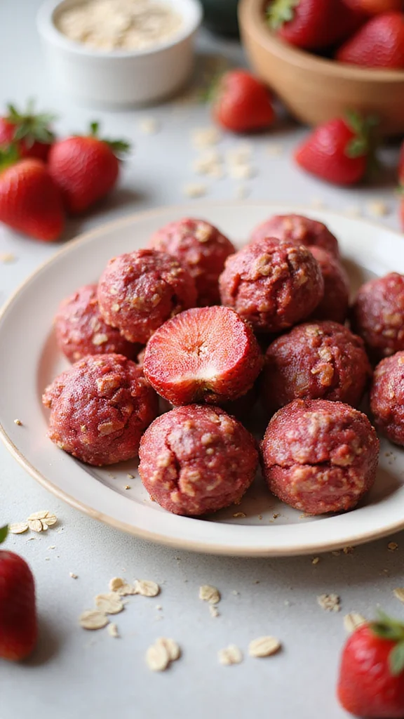 20 Fresh Strawberry Breakfast Recipes to Brighten Your Morning - 16. Strawberry Energy Bites 1