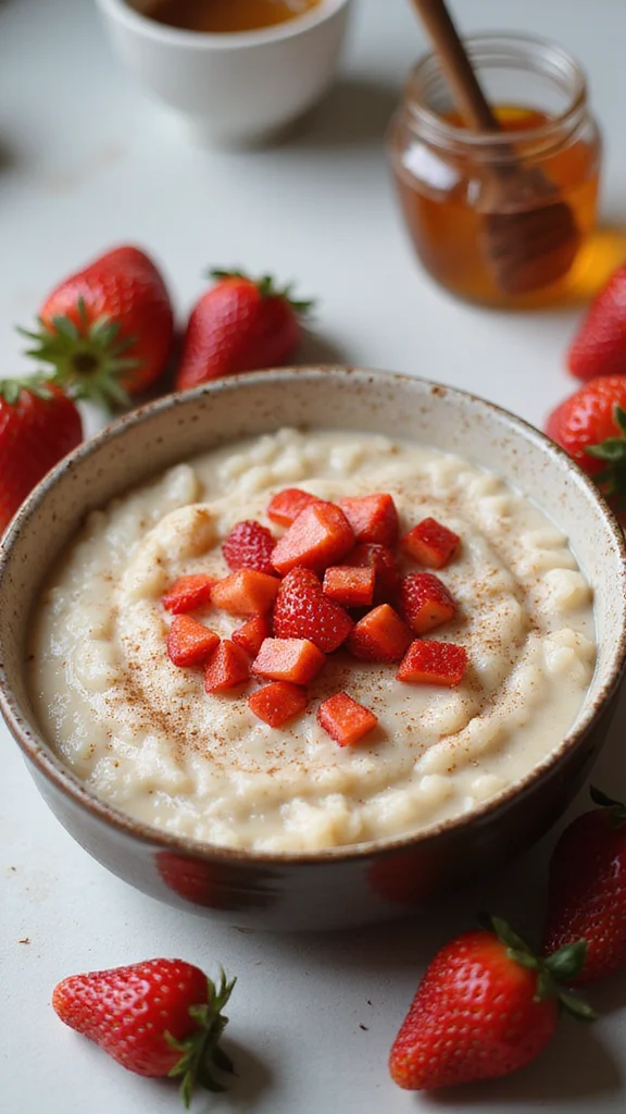 20 Fresh Strawberry Breakfast Recipes to Brighten Your Morning - 19. Strawberry Rice Pudding 1