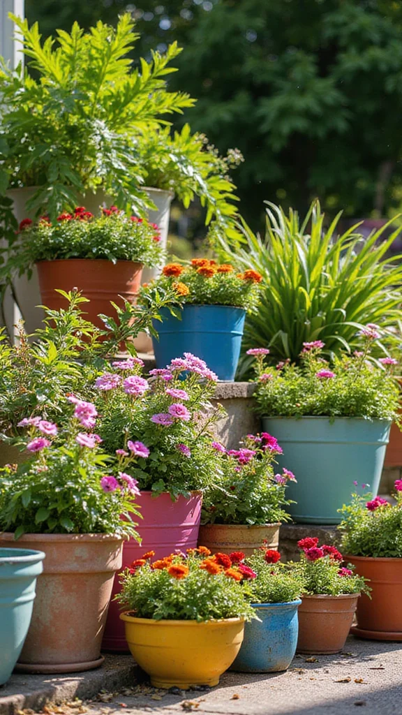 20 Gardening Ideas That Will Elevate Your Front Yard and Curb Appeal! - 10. Use Colorful Pots and Planters 1