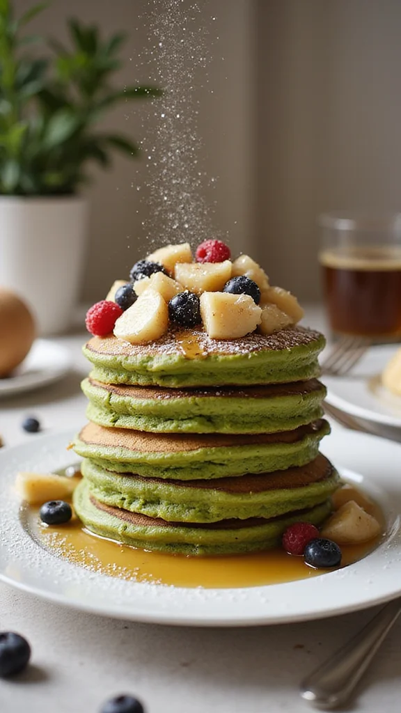 20 Stunning Breakfast Brunch Ideas for Your Next Gathering - 15. Matcha Green Tea Pancakes 1