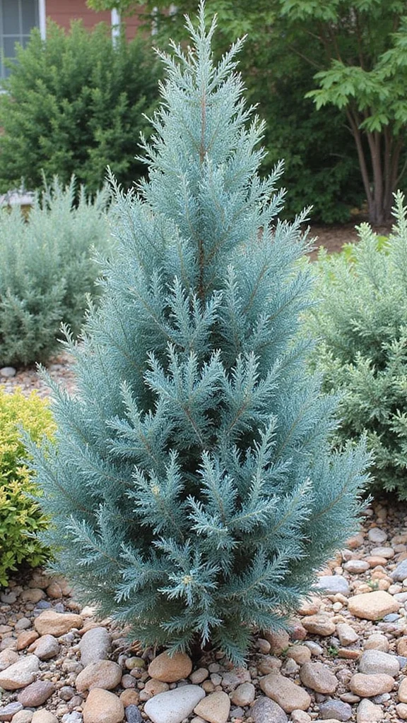 Best Low-Growing Shrubs for Front Yard Landscaping That Need No Pruning - 8. Blue Star Juniper (Juniperus squamata 'Blue Star') 1