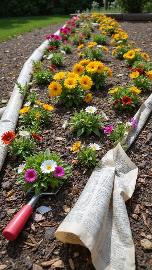 Best Weed Barrier for Flower Beds That Actually Works Long-Term - 6. Newspaper: A Simple Layering Technique 1