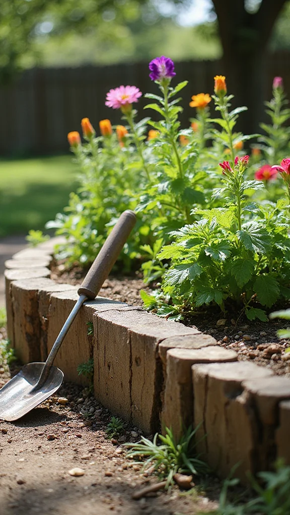 Cheap Flower Bed Edging Ideas That Look Expensive and Last for Years - 1. Reclaimed Wood Borders 1
