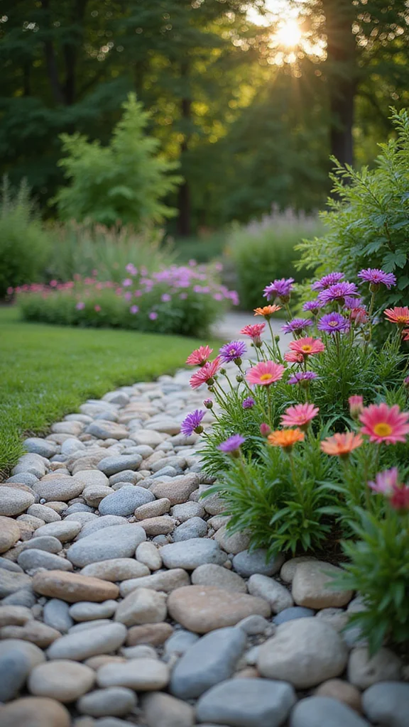 Cheap Flower Bed Edging Ideas That Look Expensive and Last for Years - 2. Stone Edging 1