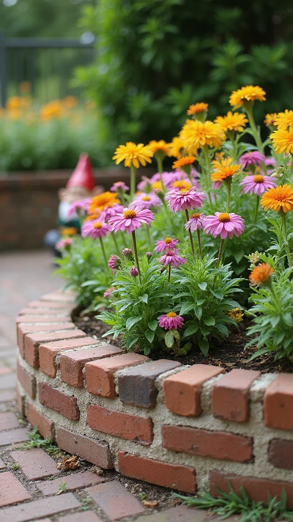 Cheap Flower Bed Edging Ideas That Look Expensive and Last for Years - 4. Brick Edging 1