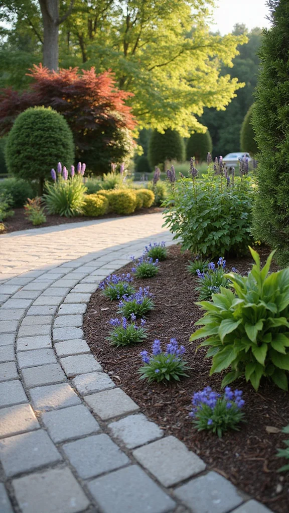 Cheap Flower Bed Edging Ideas That Look Expensive and Last for Years - 8. Paver Stones 1