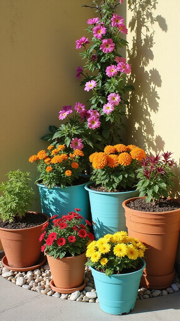 Corner Flower Bed Ideas That Make Awkward Yard Spaces Work Beautifully - 2. Embrace Container Gardening 1