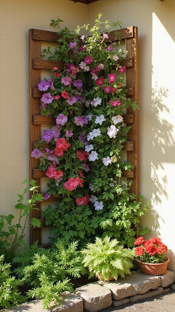 Corner Flower Bed Ideas That Make Awkward Yard Spaces Work Beautifully - 4. Vertical Gardening Solutions 1