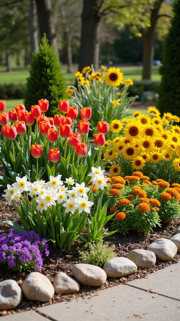 Corner Flower Bed Ideas That Make Awkward Yard Spaces Work Beautifully - 5. Seasonal Blooms for Year-Round Color 1