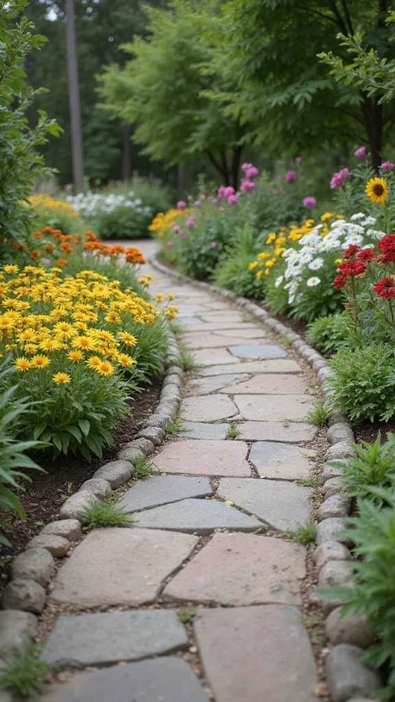 Corner Flower Bed Ideas That Make Awkward Yard Spaces Work Beautifully - 8. Incorporate Pathways for Depth 1