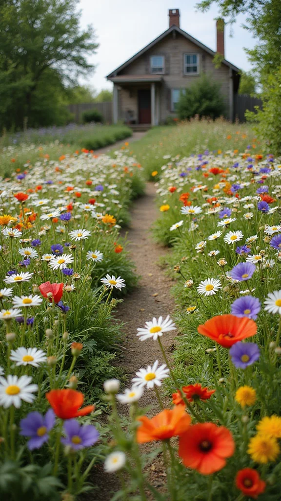 Cottage-Style Flower Bed Ideas With Overflowing Color and Soft Texture - 10. Wildflower Meadows: Embrace Natural Beauty 1