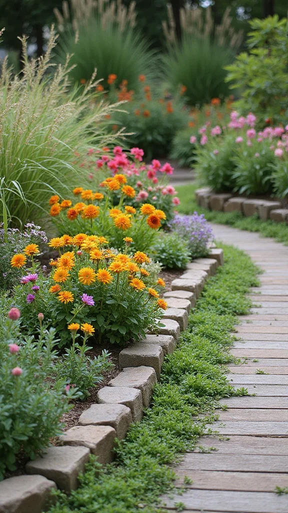 Cottage-Style Flower Bed Ideas With Overflowing Color and Soft Texture - 5. Edging with Style: Define Your Space 1
