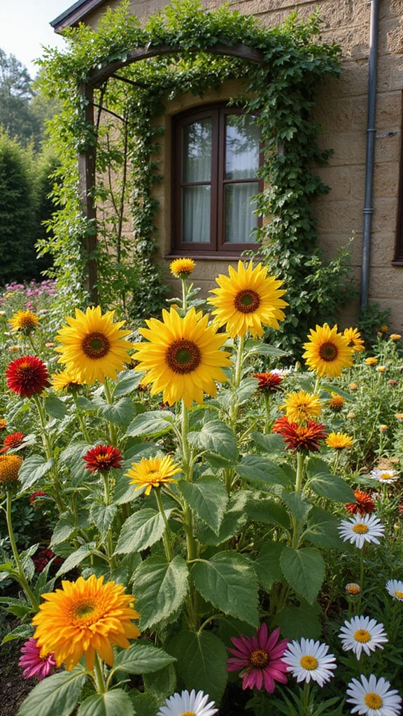 Cottage-Style Flower Bed Ideas With Overflowing Color and Soft Texture - 6. Mixing Heights: Create Interest with Diverse Growth 1