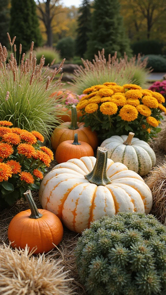 Fall Flower Bed Ideas: What to Plant for Autumn Color and Winter Structure - 5. Adding Pumpkins for Seasonal Flair 1