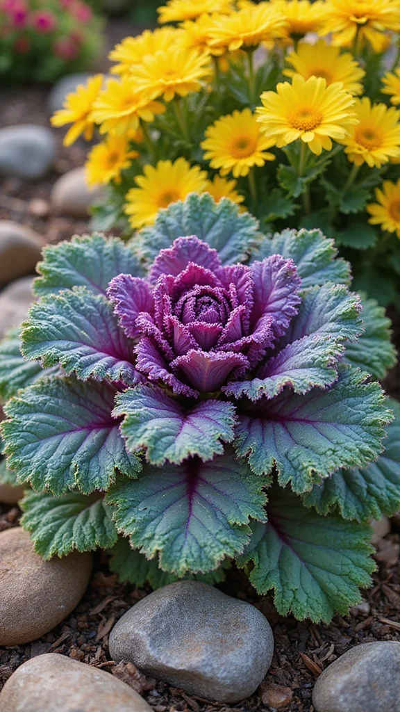 Fall Flower Bed Ideas: What to Plant for Autumn Color and Winter Structure - 8. Unique Flowering Kale 1