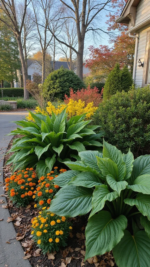 Fall Front Yard Landscaping Ideas That Stay Beautiful Through Winter - 3. Showcase Bold Foliage Plants 1