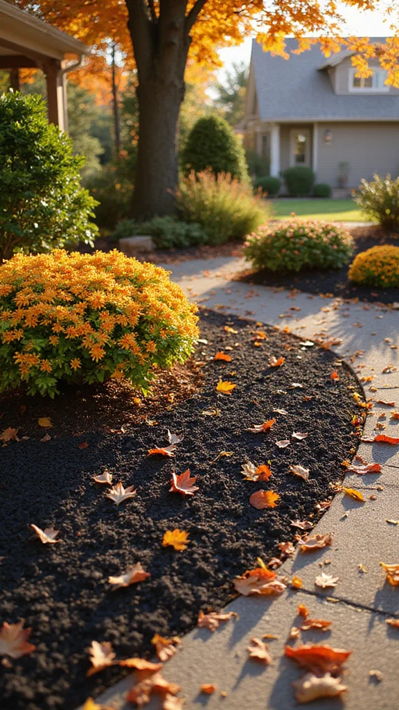Fall Front Yard Landscaping Ideas That Stay Beautiful Through Winter - 5. Use Mulch for Color and Texture 1