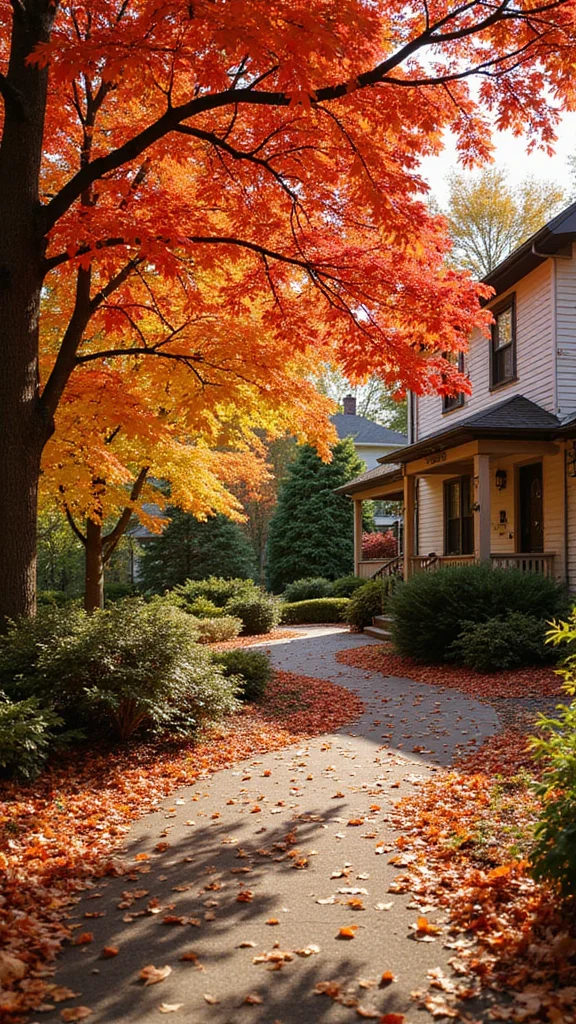 Fall Front Yard Landscaping Ideas That Stay Beautiful Through Winter - 7. Highlight Autumn Leaves 1