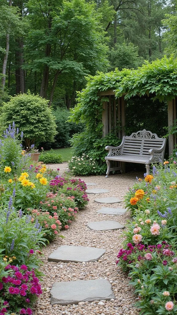 How to Design a Flower Bed Layout Using the Layered Planting Method - 7. Adding Garden Features 1