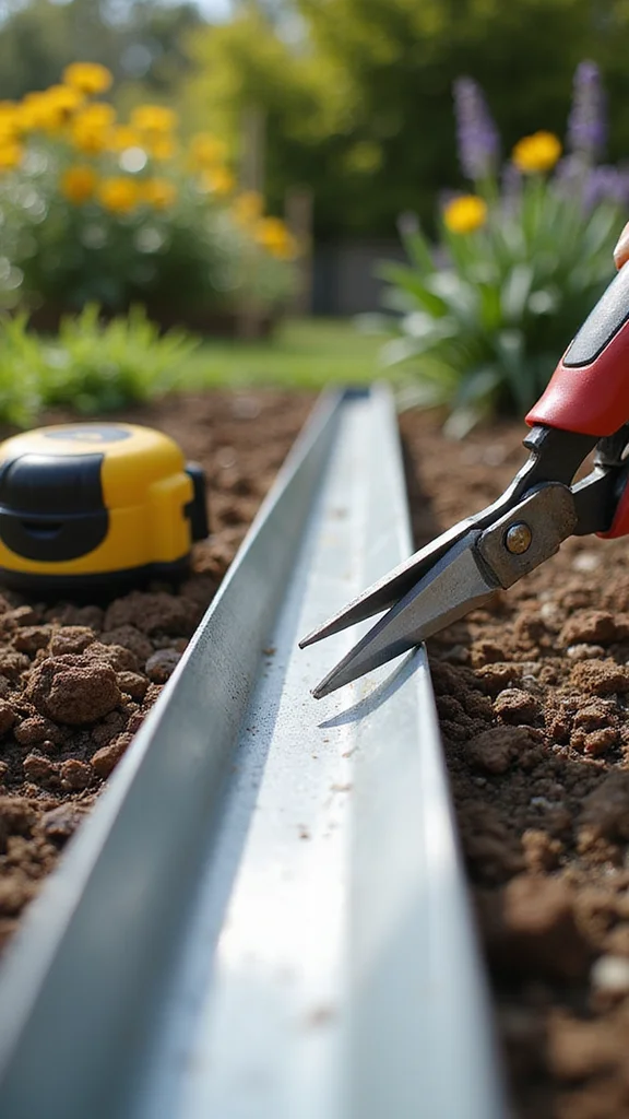 How to Install Metal Lawn Edging for Perfectly Straight Flower Bed Borders - 4. Cut the Edging to Size 1