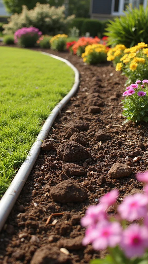 How to Install Metal Lawn Edging for Perfectly Straight Flower Bed Borders - 6. Backfill Around the Edging 1