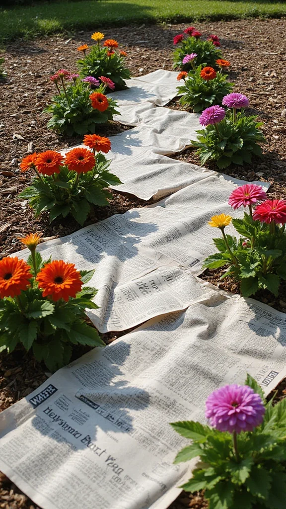 How to Kill Weeds in Flower Beds Without Harming Your Plants - 7. Smothering Weeds with Newspaper 1