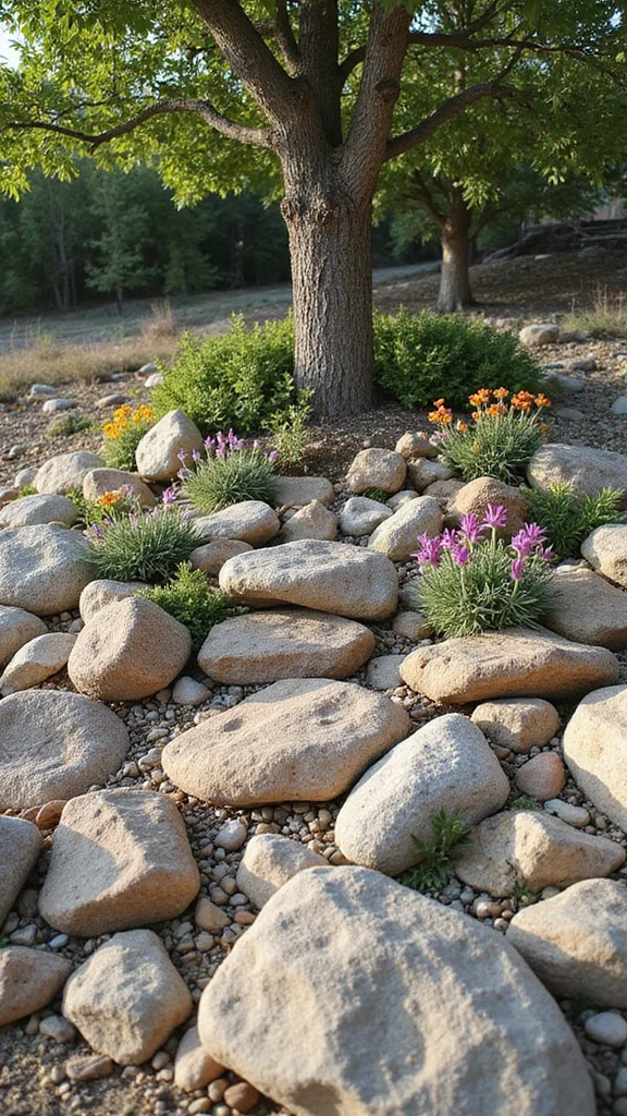 How to Landscape Around Trees in the Front Yard Without Damaging the Roots - 5. Design a Rock Garden 1