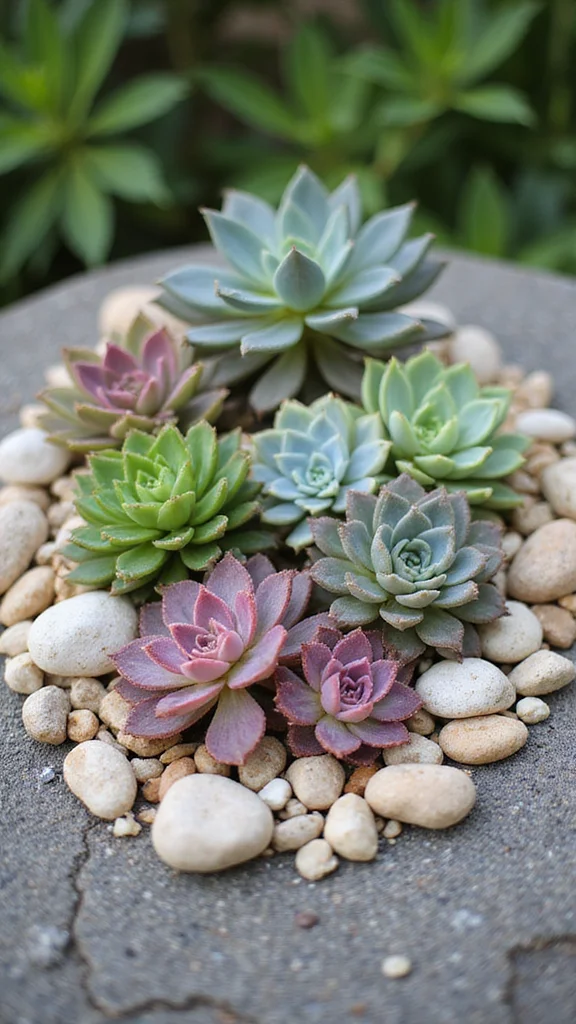 Low Maintenance Flower Bed Ideas for the Front of the House That Look Stunning - 5. Rock Garden Charm: Succulents 1