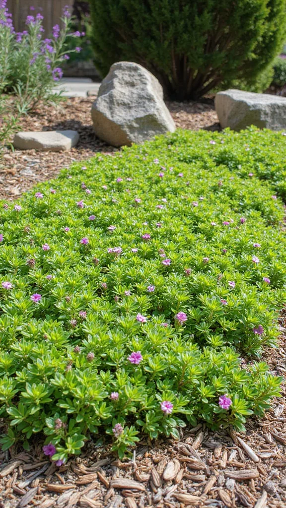 Low Maintenance Flower Bed Ideas for the Front of the House That Look Stunning - 6. Charming Ground Covers: Creeping Thyme 1