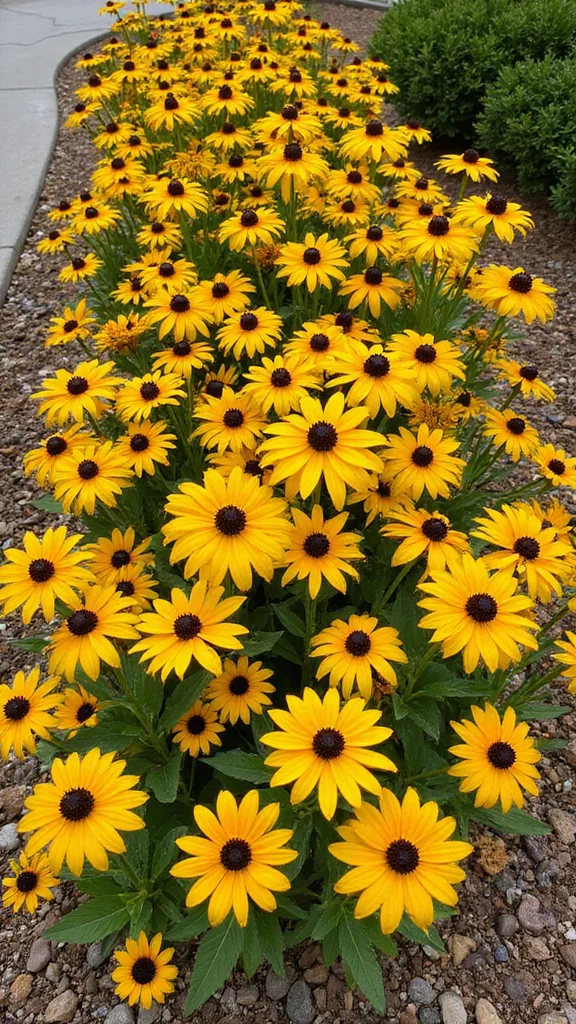 Low Maintenance Flower Bed Ideas for the Front of the House That Look Stunning - 7. Bright Blooms: Black-Eyed Susans 1