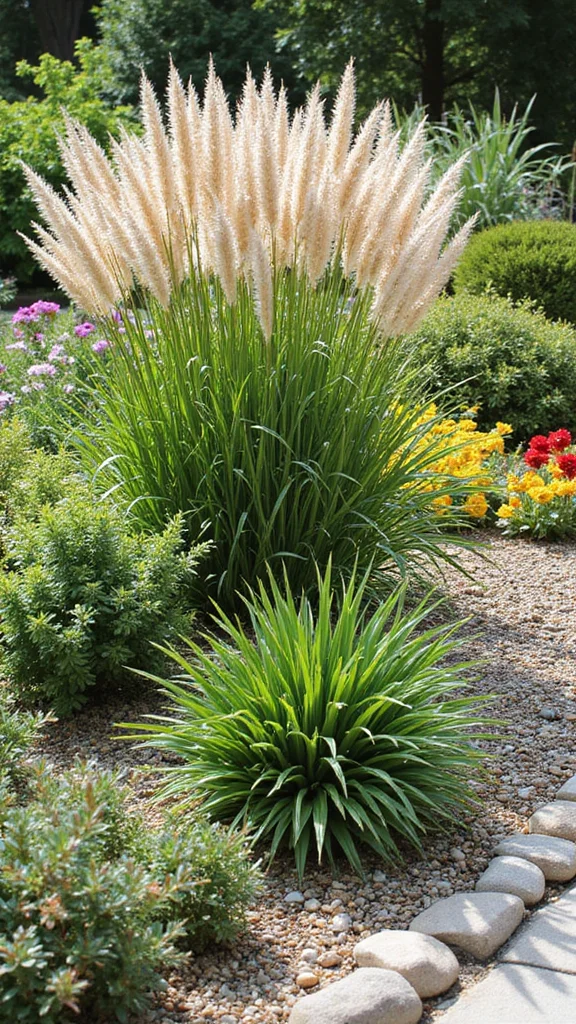 Low Maintenance Flower Bed Ideas for the Front of the House That Look Stunning - 8. Elegant Foliage: Ornamental Grasses 1