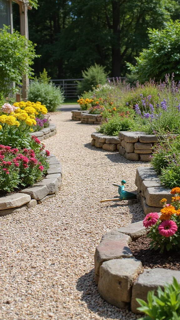 Raised Flower Bed Ideas That Add Dimension and Structure to a Flat Yard - 7. Raised Beds with Pathways and Borders 1