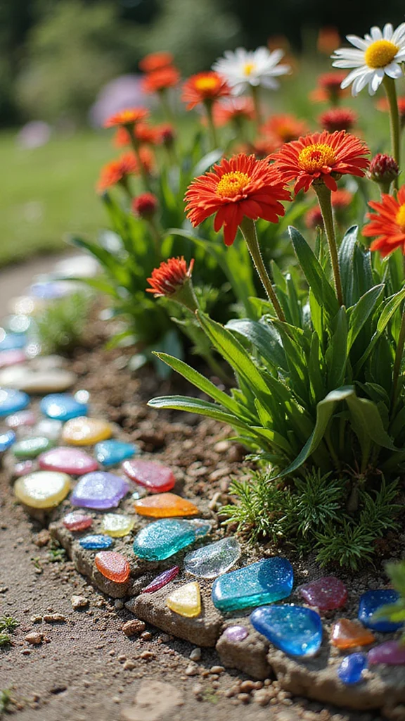 The Beginner's Guide to Flower Bed Edging: Which Material is Right for You - 10. Unique Glass Edging 1