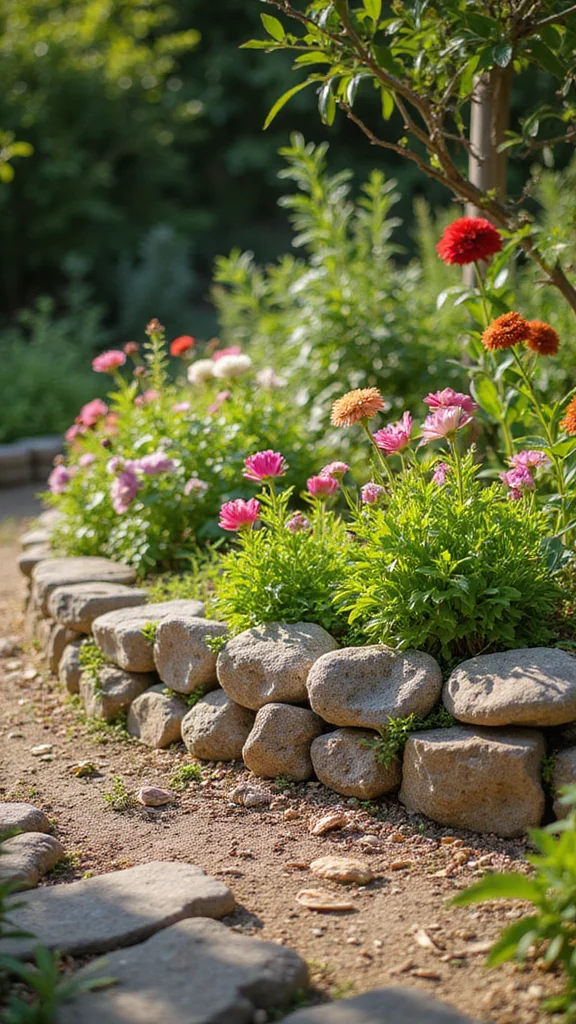 The Beginner's Guide to Flower Bed Edging: Which Material is Right for You - 2. Charming Stone Edging 1