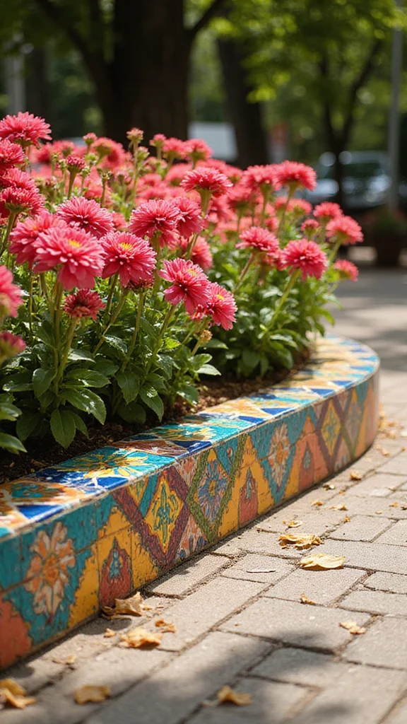 The Beginner's Guide to Flower Bed Edging: Which Material is Right for You - 9. Decorative Tile Edging 1