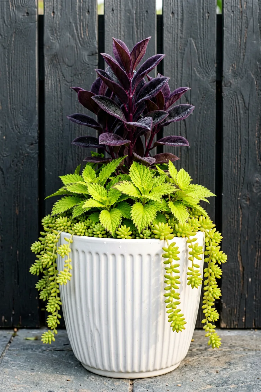 The Chartreuse and Plum Contrast