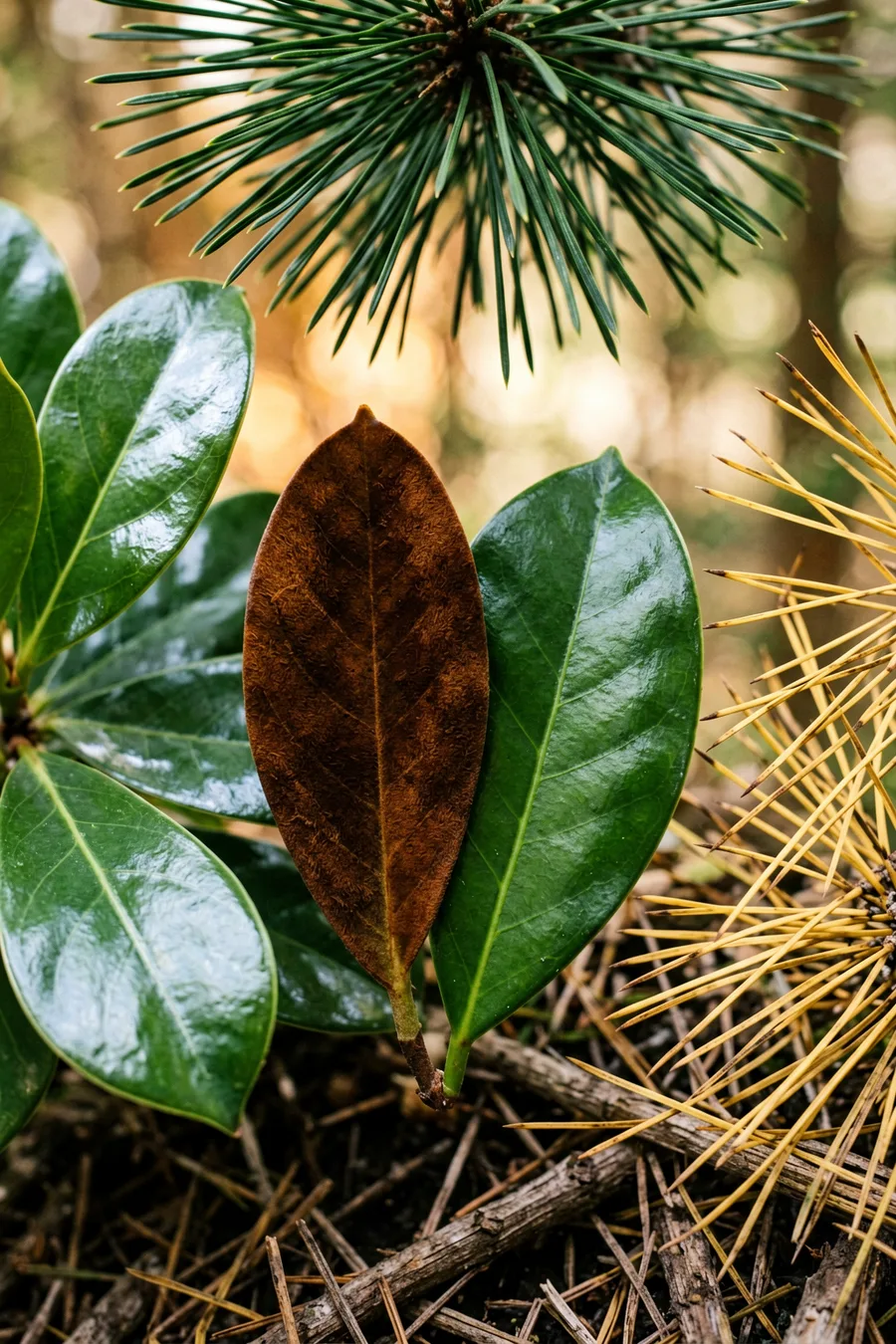 Add Glossy Broadleaf Magnolia Leaves for Texture Variety