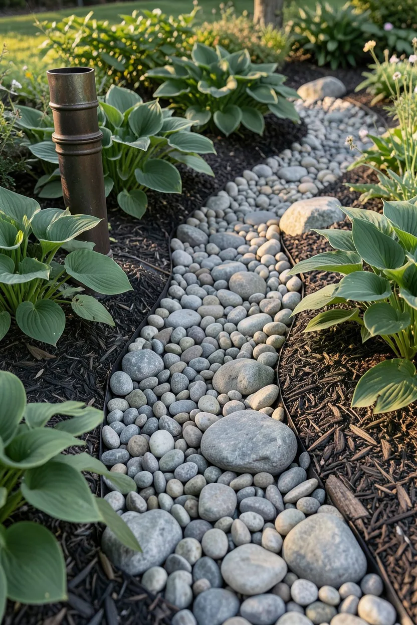 River Rock Drainage and Feature Channels