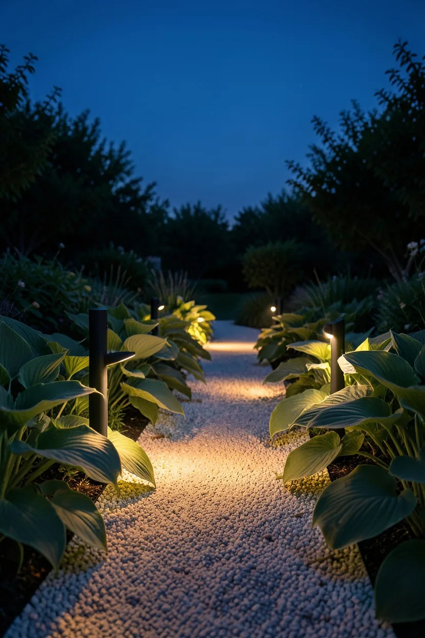 Uniform Low-Voltage LED Lighting Along Hardscape Paths
