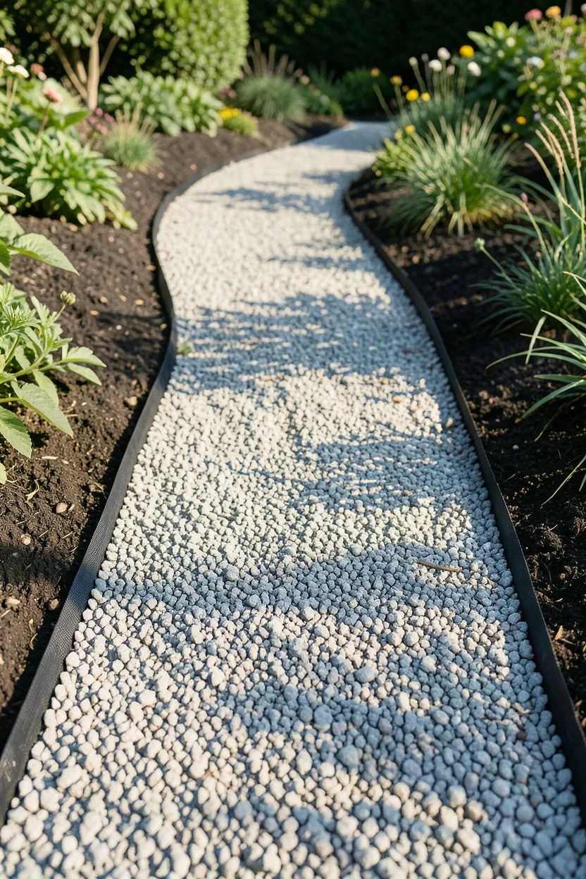 Crushed Limestone Paths Over Filter Fabric